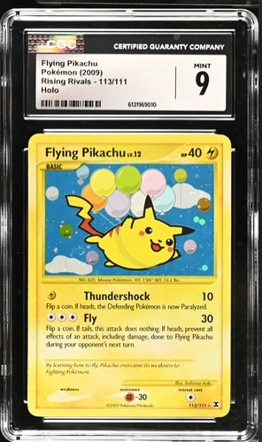 CGC 9 MINT Flying Pikachu 113/111 Holo Rising Rivals Pokemon Card