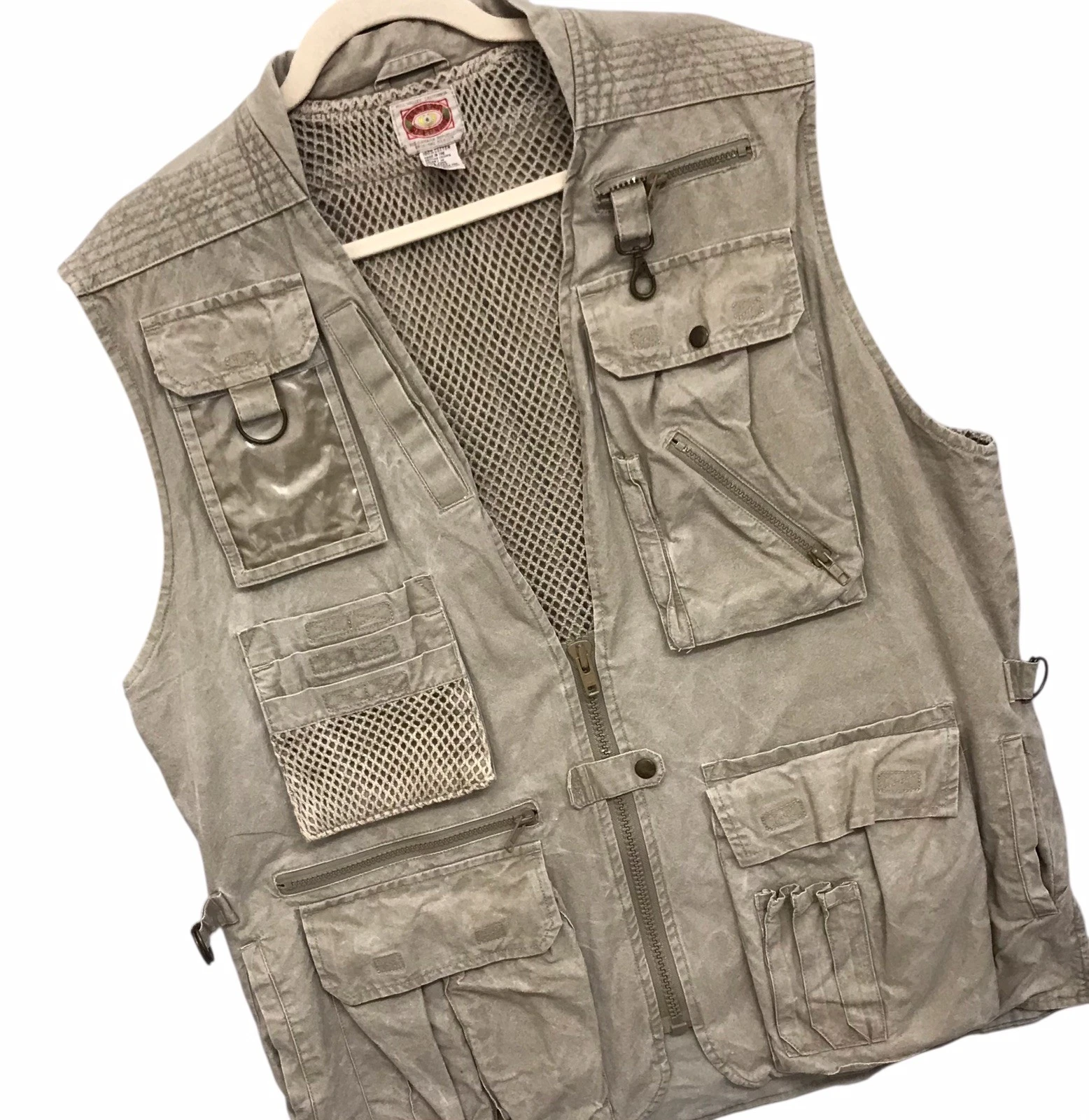 VTG Banana Republic Safari Utility Vest Travel Pockets Fishing Gorp 80’s Sz L
