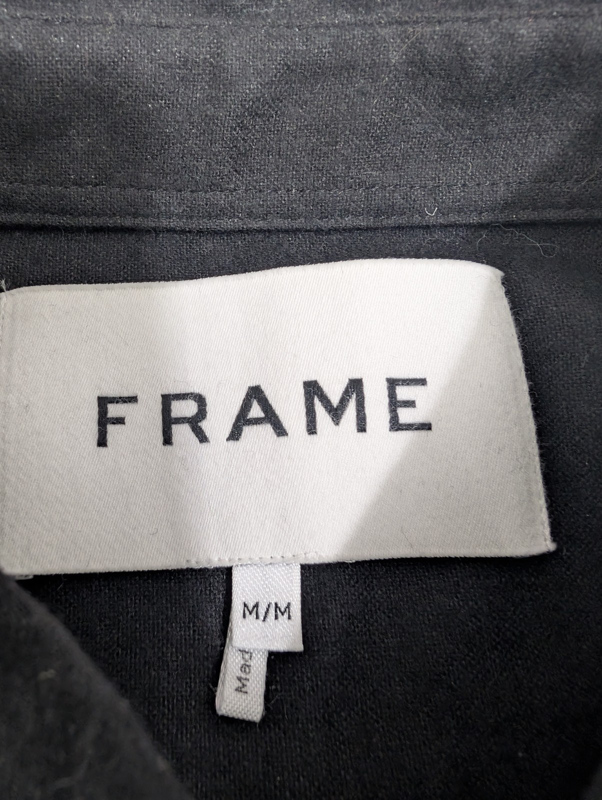 Frame Men's M Solid Black Button Down Wool Stretc… - image 2