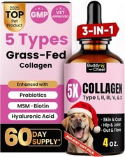 Premium 120ml liquid collagen, 5 Types of Dog Collagen I, II, III, V X
