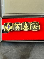 Barra de corbata Master Mason Shrine Past Master no Square Widows Sons Wings ¡NUEVA!