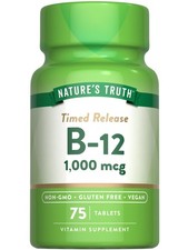 Nature's Truth Vegan Vitamin B12 1000 mcg Timed Release 75 Tablets Gluten Free