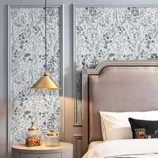 Jiffdiff Farm Floral Wildwood Peel and Stick Wallpaper Black & White Wall Paper