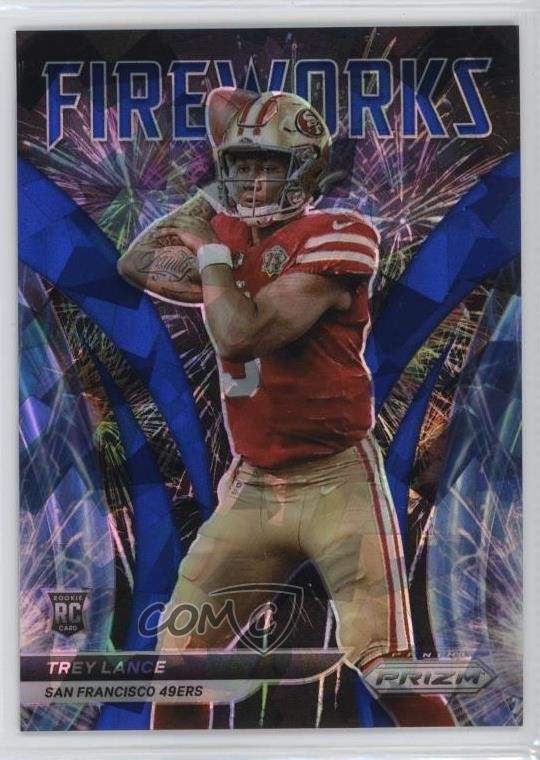 2021 Panini Prizm Fireworks Blue Ice Prizm 13/99 Trey Lance #F-23 Rookie RC