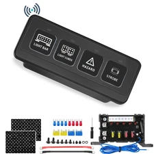 Wireless 4 Gang Switch Panel Circuit Control Box For LED Light Bar 12/24V Marine
