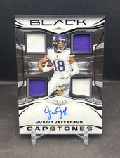 2022 Panini Black Justin Jefferson Capstones Quad Patch AUTO 28/50 Vikings BW3