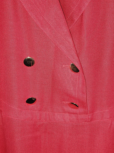 Abito formale Jaeger vintage rosso scollato misto lino doppio bottoni taglia UK 14 - Foto 3 di 12