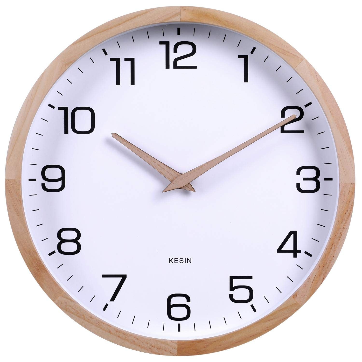 Kesin 12" Wooden Round Silent Wall Clock modern art deco MCM Style OPEN BOX