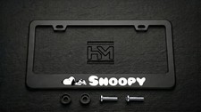 SNOOPY License Plate Frame Premium Black Metal USA MADE