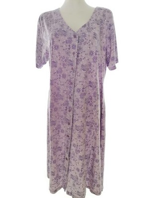 BONMARCHE Damen Hemdblusenkleid Gr. 48 Lavendel Kurzer Ärmel Midi V-Ausschnitt