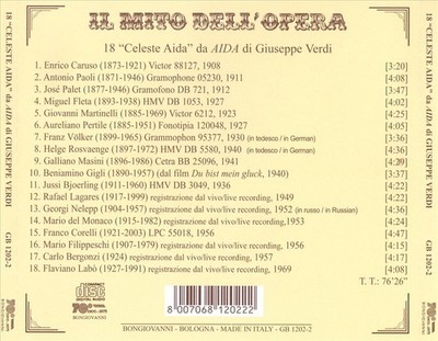 IL MITO DELL'OPERA: 18 'CELESTE AIDA' DA AIDA DI GIUSEPPE VERDI NEW CD