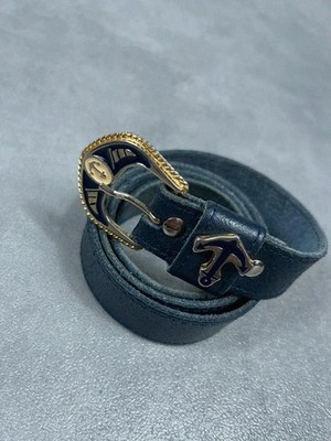 Ceinture cuir marine vintage archive rivets ancre marin 70cm