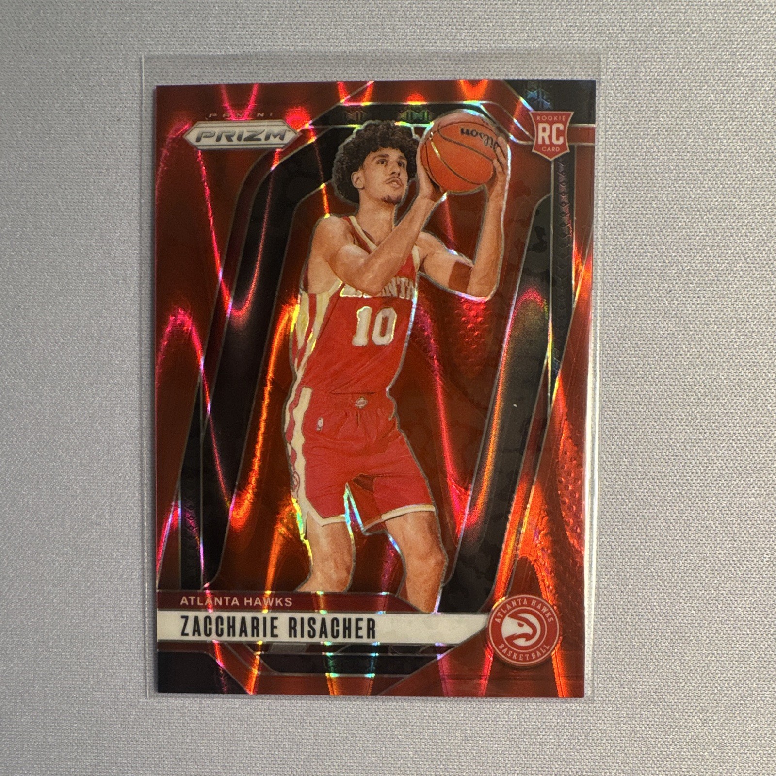 Panini 2024-25 Prizm Zaccharie Risacher RC #265 Red Raywave /299 Atlanta Hawks