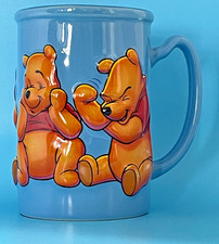 Disney Store Winnie the Pooh 3D Embossed Blue Ceramic Hunny Pot Coffee Cup/Mug