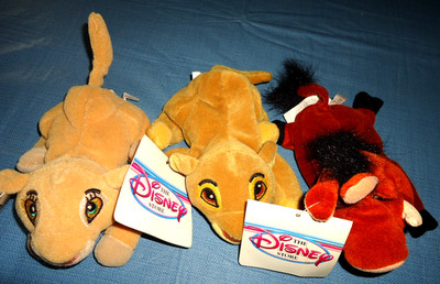 Vintage Lot of 3 Disney Store Mini Bean Bag Plush 8 -SIMBA-NALA-PUMBAA-WITH TAGS