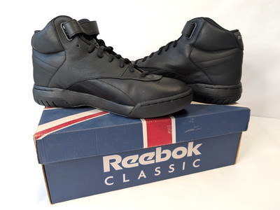 Reebok Classic Mens Shoes Size 10 Black Leather Lace Up Mid Top Sneakers