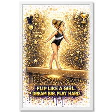 Gymnast Poster for Girls Inspirational Wall Art Balance Beam Gymnastics 11x17