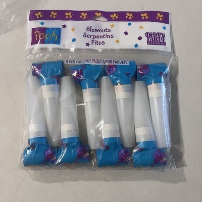 Hallmark Winnie the Pooh Blowouts 8 Pack Birthday Party Favors Blue White