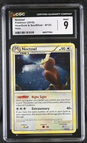 CGC 9 Noctowl 8/123 Holo HeartGold & SoulSilver Pokémon Card