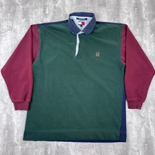 Vintage Tommy Hilfiger Rugby Shirt Mens Large Golf Polo Long Sleeve Preppy Y2K