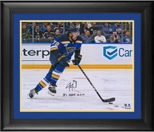 Justin Faulk s FRMD Signed 16x20 Opening Night Photo "Debut 10/2/19" Insc LE/19