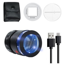 Lupe 10x, Wiederaufladbare Juwelierlupe mit LED-Licht und Skala, Lupe mit E4092