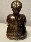 Vintage/Antique Chinese Man Holding Bowl Hand Carved Brass Statue: 4.8", 1.9lb — photo 4