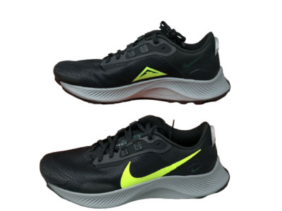Nike Zoom Pegasus Trail 3 Volt Smoke Grey Black DA8697-002 sz 7 Men's Running
