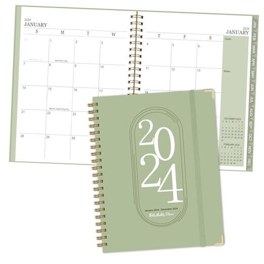 2024 Planner - Weekly and Monthly Planner 2024 January-December,Spiral Simple