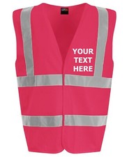 Personalised Hi-Vis Vest Printed Safety Hi Viz Jacket High Visibility Waistcoat 