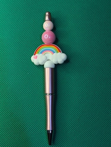 1 Pink Rainbow Retractable Pen Black Ink Stocking Stuffer Gift