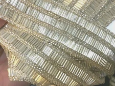 bead silver hand sewn 1 5/8" trim glass bridal sash belt 1yd