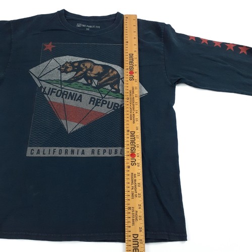 The Public Eye Shirt Mens Medium Tee California Republic Black Long Sleeve XL - Picture 10 of 15