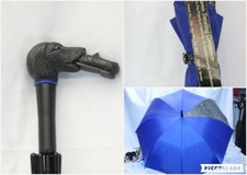 Rare Vintage 80s Aramis Umbrella Traveling Companion Theme 40in Large Blue