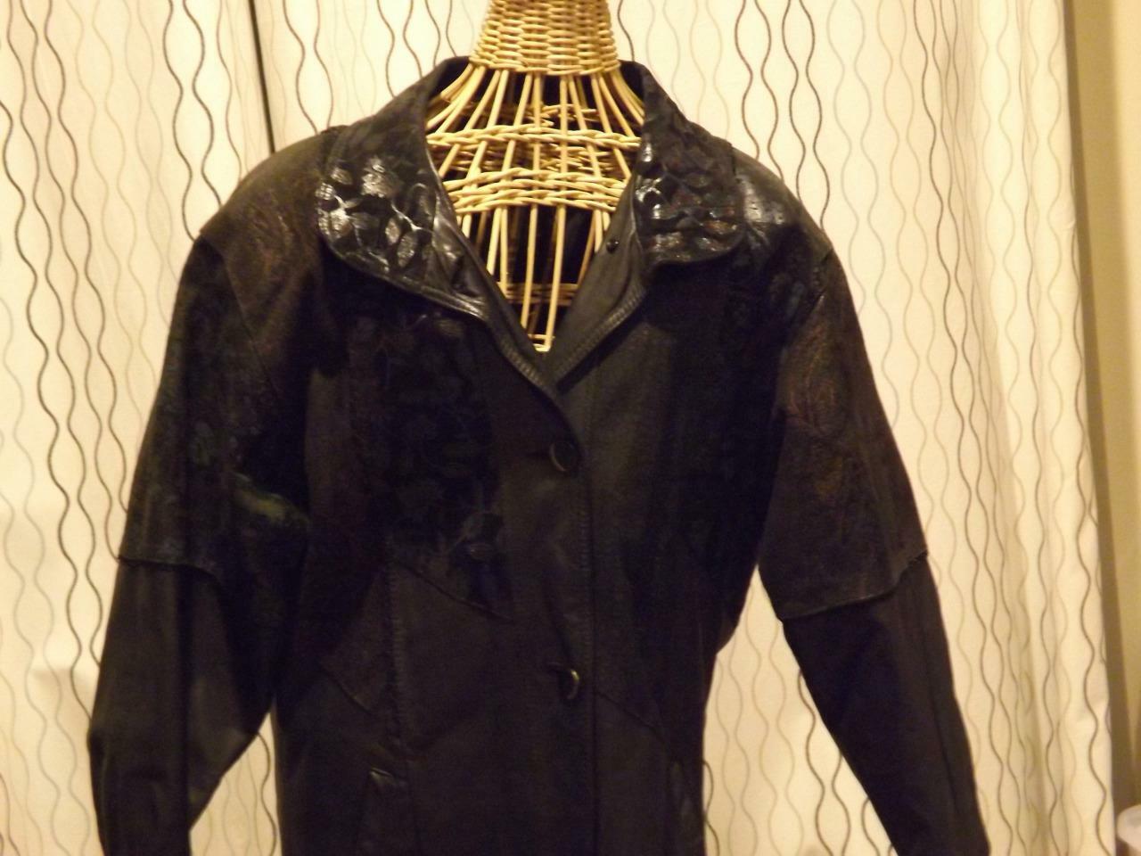 Pelle Leather Patchwork Jacket Coat Small - image 4