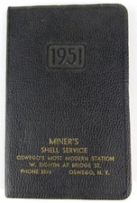 Miner's Shell Service Oswego New York NY Pocket Diary Motor Oil Gas 1951