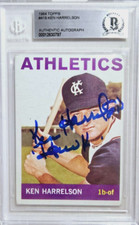 1964 Topps #419 Ken Harrelson Signed Rookie Card Autograph W/ Hawk RC Auto BAS