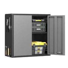 2-Doors Metal Storage Organizer w/ Adjustable Shelf Garage Wall Cabinet Storage 