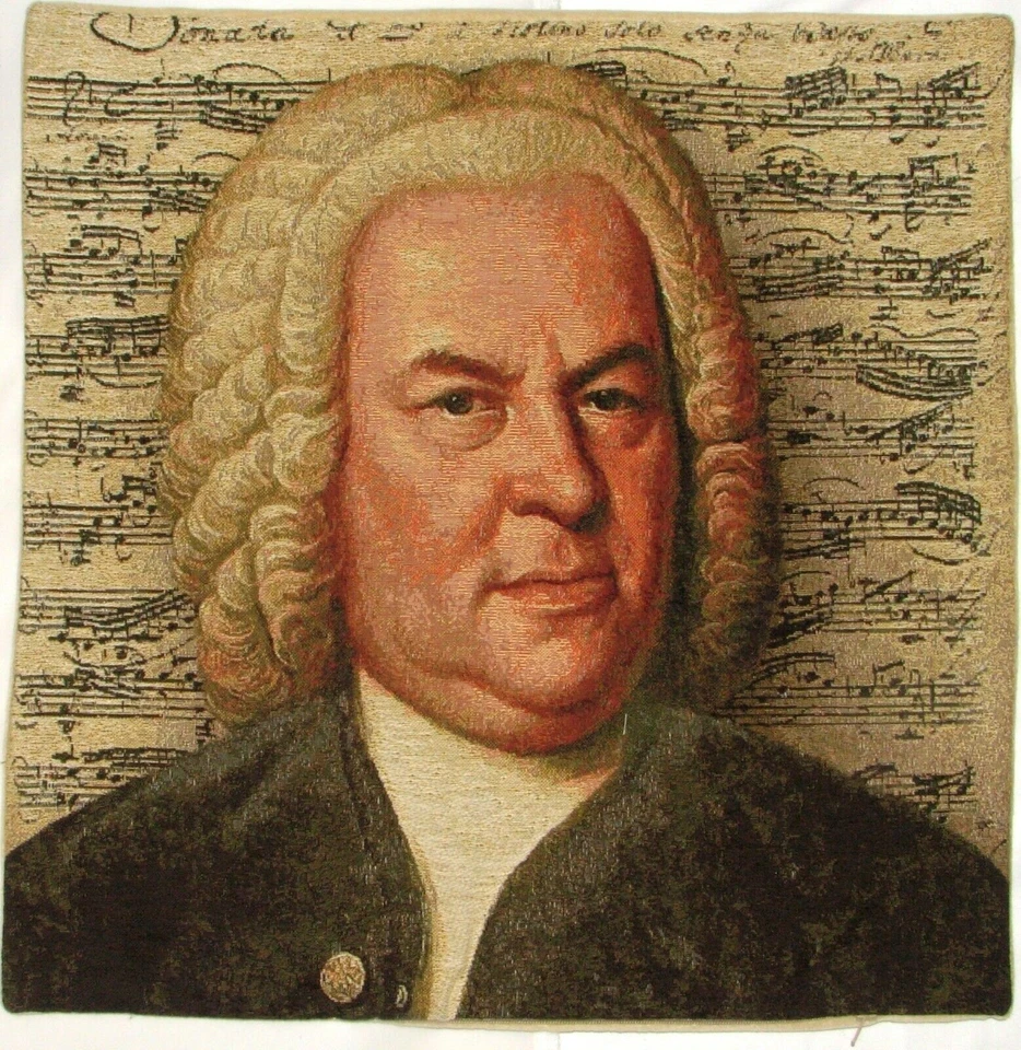 SET OF THREE 18" 45CM BELGIAN TAPESTRY CUSHION COVERS, MOZART, BACH & BEETHOVEN - Image 4 of 4