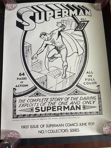 1966 Superman Ad Poster #1 First Issue Jerry Siegel Cover Art 1939 * 20x26" - Picture 2 of 8