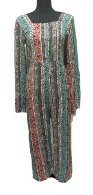 Girls Jumpsuit XL (14/16) Multicolor Button Front One Piece Long Sleeve Smocked