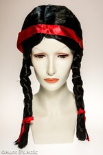 Native American Wig Black Braided Synthetic Hair Pigtail Costume Character Wig