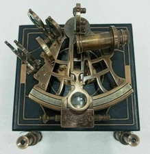 J.SCOTT Antique Sextant Nautical Brass Astrolabe Working Marine Vintage Box Gift