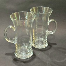 Irish Coffee Espresso Mugs Set of 2 Clear Glass 8 Ounces Vintage