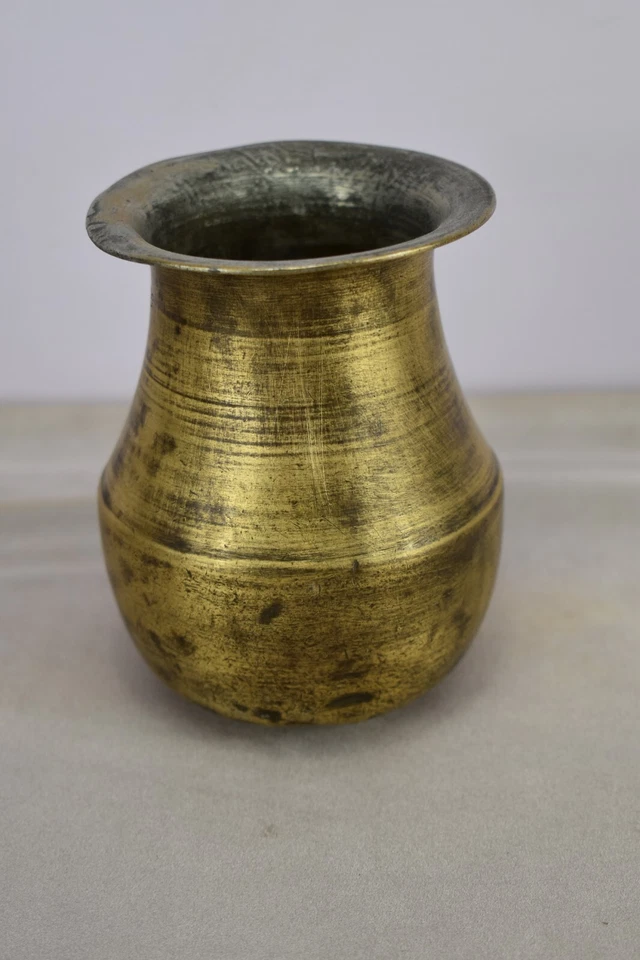 Antiguo cuenco de latón judío otomano árabe saudí yemen nombre del propietario grabado Foto 2 de 4