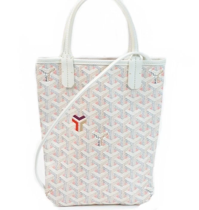 Goyard Poitiers Mini Tote Bag Powder Pink White Crossbody Purse Woman Auth  New