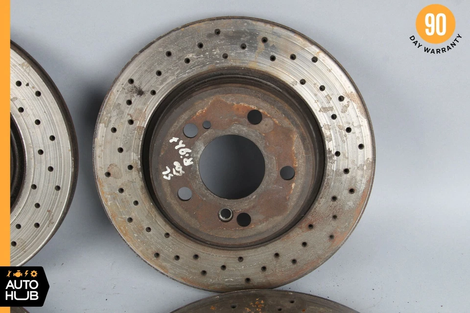 03-06 Mercedes R230 SL500 SL350 Front & Rear Brake Rotors Disc Set of 4 OEM - Image 3 of 4