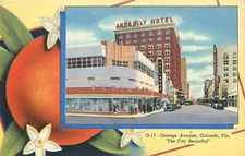 1940s Orlando Florida Orange Avenue autos Teich border linen Postcard 25-4801