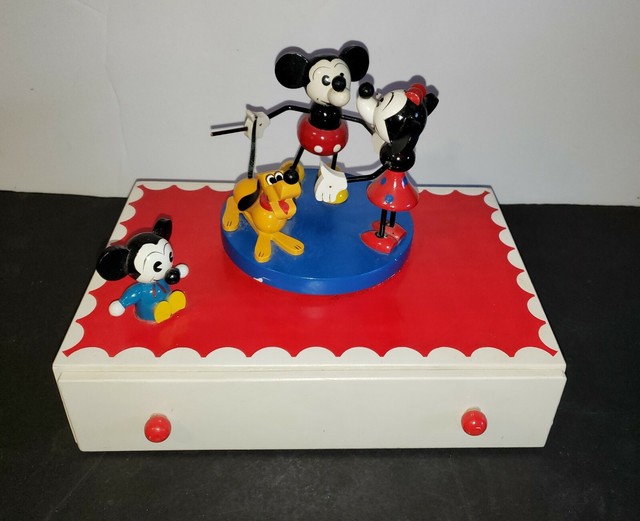 Vintage 1969 Mickey Mouse Minnie Pluto Jewelry Music Box, Works eBay