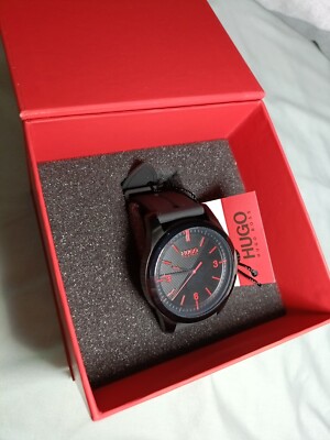 Hugo Boss Mens Black Watch Plated Silicone Strap Multi Textured 